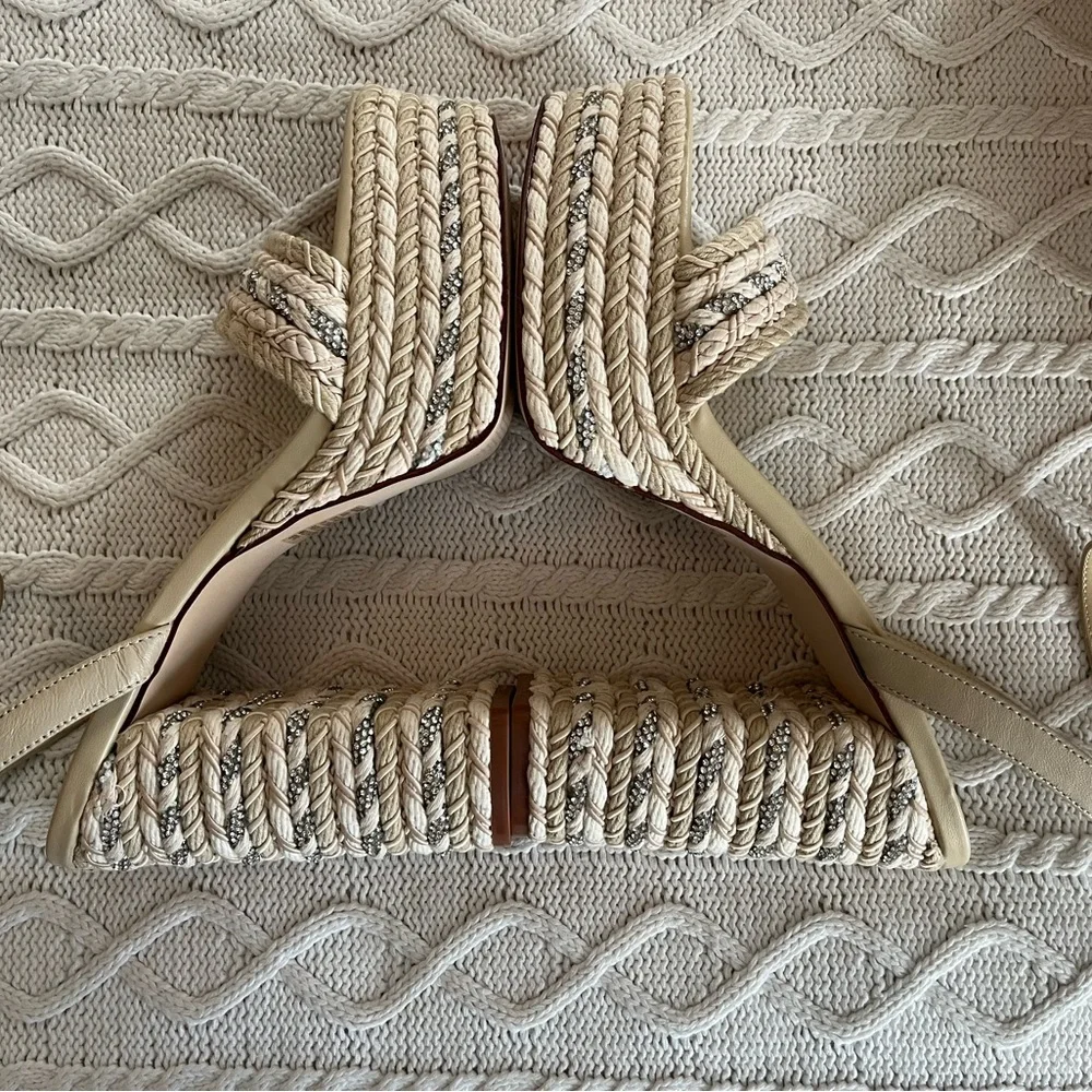 Steve Madden Cream Woven “Lucci” Platform Sandals Various Sizes - Picture 12 of 15